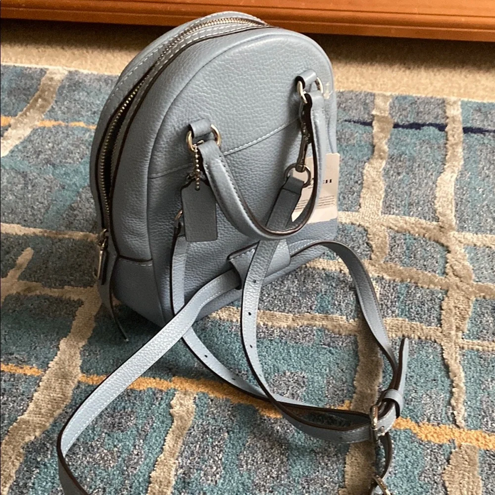 Coach Light Sky Blue Leather Backpack - Picture 5 of 7